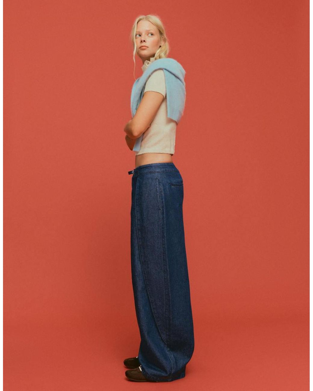 Bershka Orange Twisted Pleat Jeans