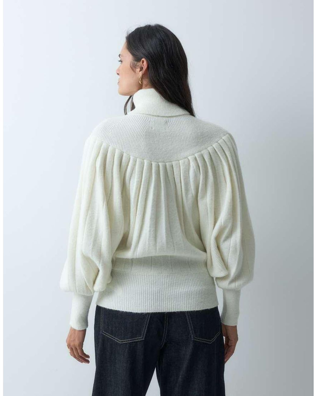 ASOS Gray Pleated Turtleneck Sweater