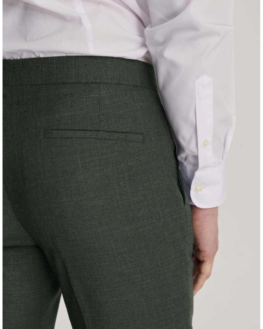 Harry Brown Green Sandro Slim Fit Linen Look Suit Trousers for men