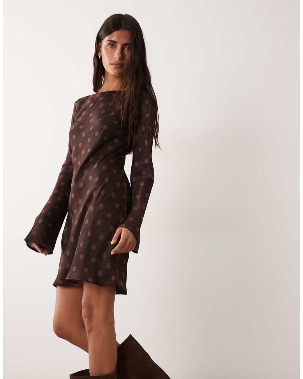 New Look Brown Long Sleeve Mini Dress