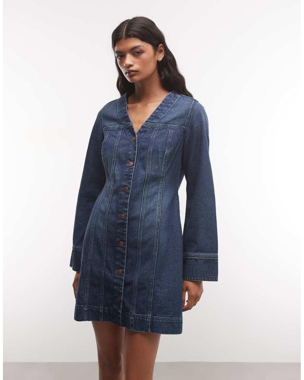 Wrangler Blue Long Sleeve Denim Mod Dress