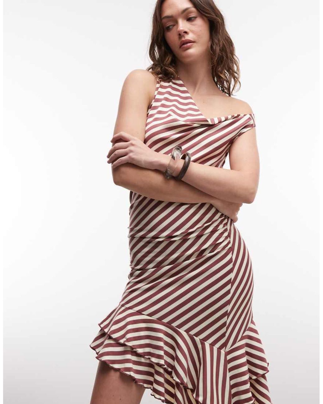 Daisy Street Red Asymmetric Cowl Neck Midi Dress