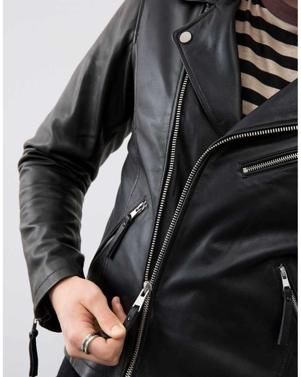 Bolongaro Trevor Black Real Leather Arlo Biker for men