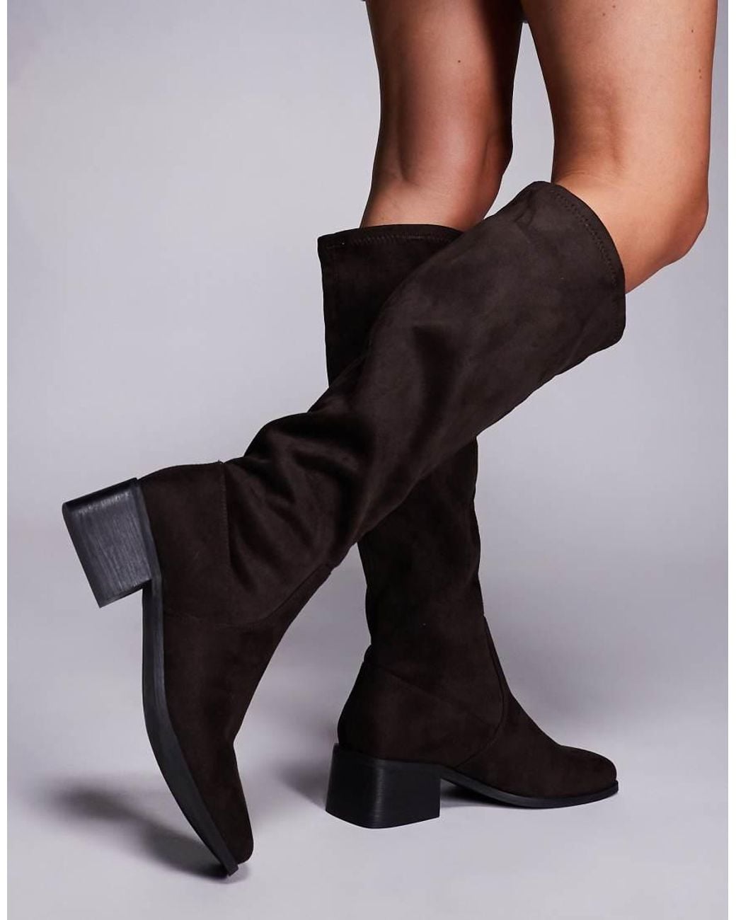 SIMMI Black Simmi London Xander Wide Fit Smart Knee Boots