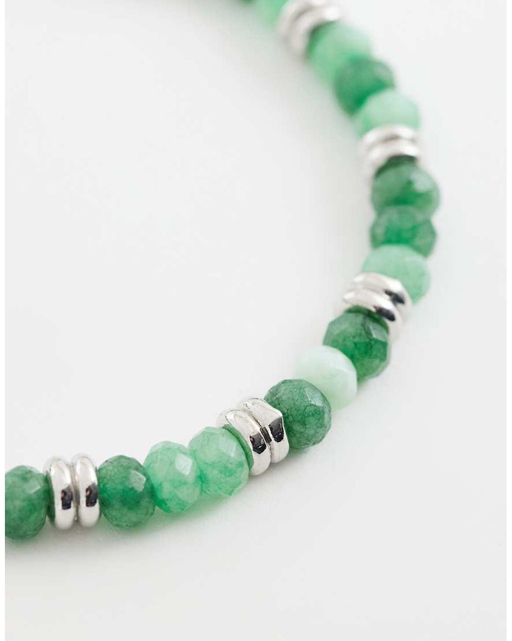 ASOS Green Semi-precious Stone And Charm Beaded Bracelet for men