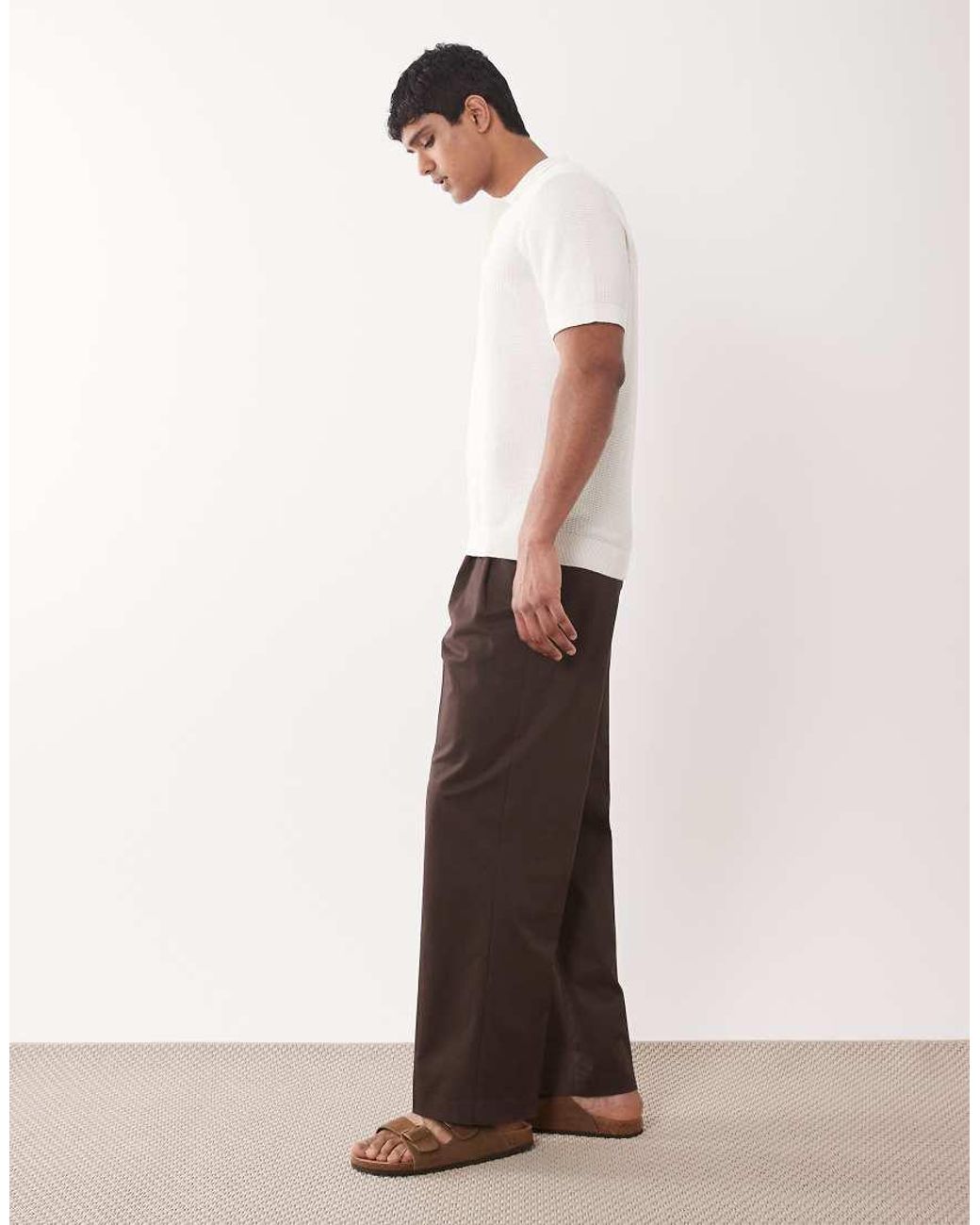 ASOS White Tailored Cotton Rich Wide Leg Chino Pants for men