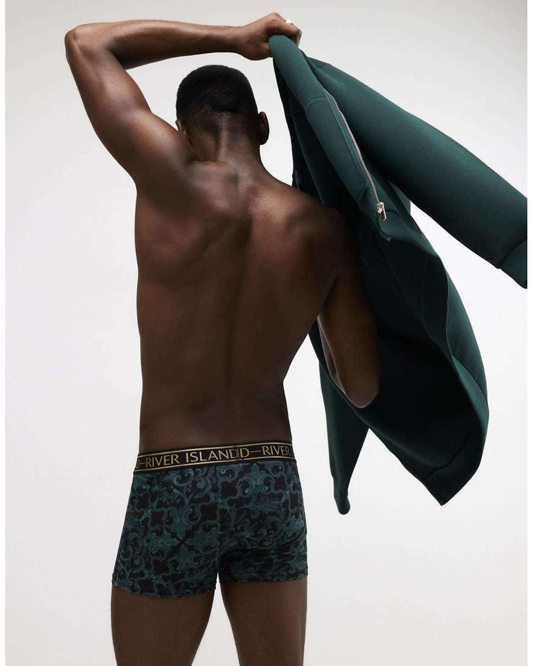 River Island Black Baroque Print Pack Of 5 Trunks for men