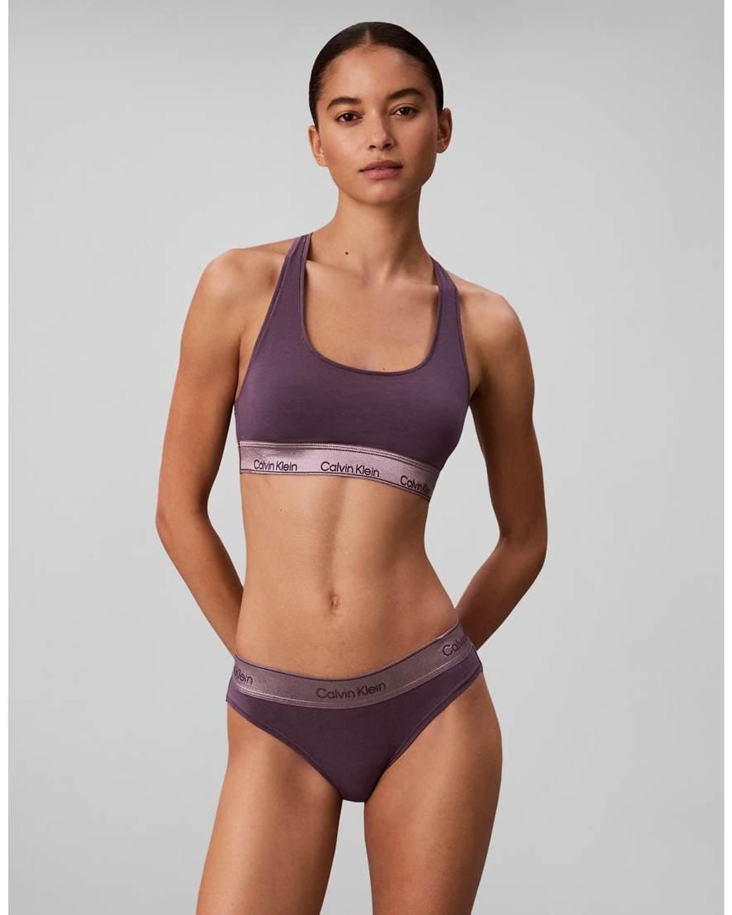 Calvin Klein Purple Icon Cotton Modal Metallic Bikini Brief