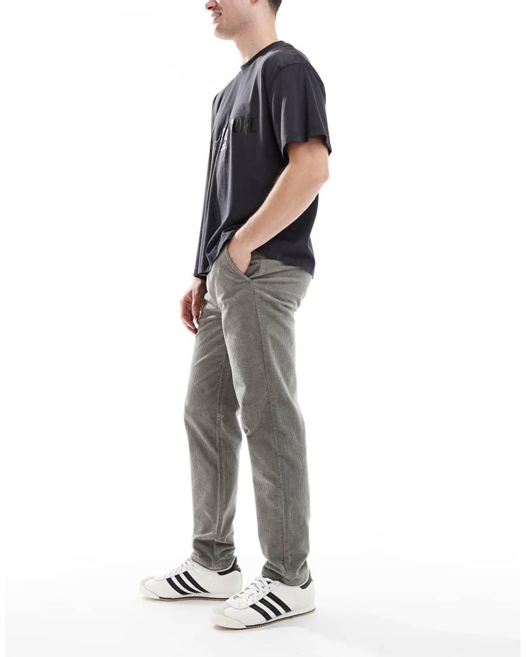 Only & Sons Black Tapered Cord Trouser for men