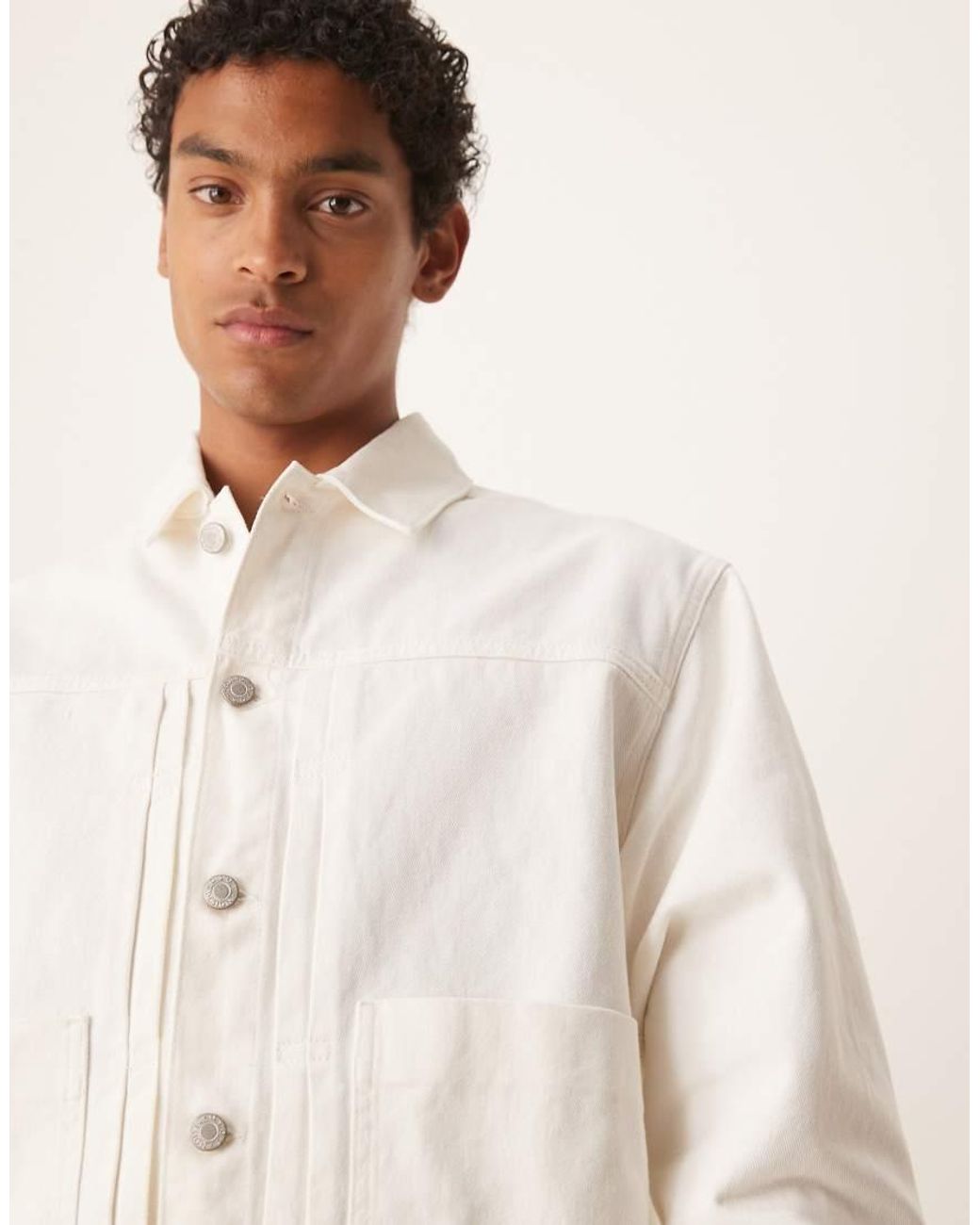 ASOS Natural Co-ord Pleated Harrington Jacket for men