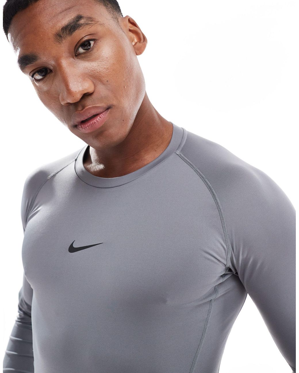 Pro - top moulant à manches longues en tissu dri-fit - foncé Nike pour homme en coloris Gray