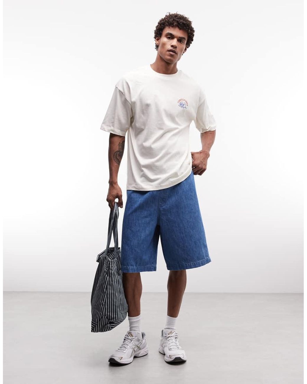 ASOS Gray Oversized T-shirt With Cat Puff Print for men