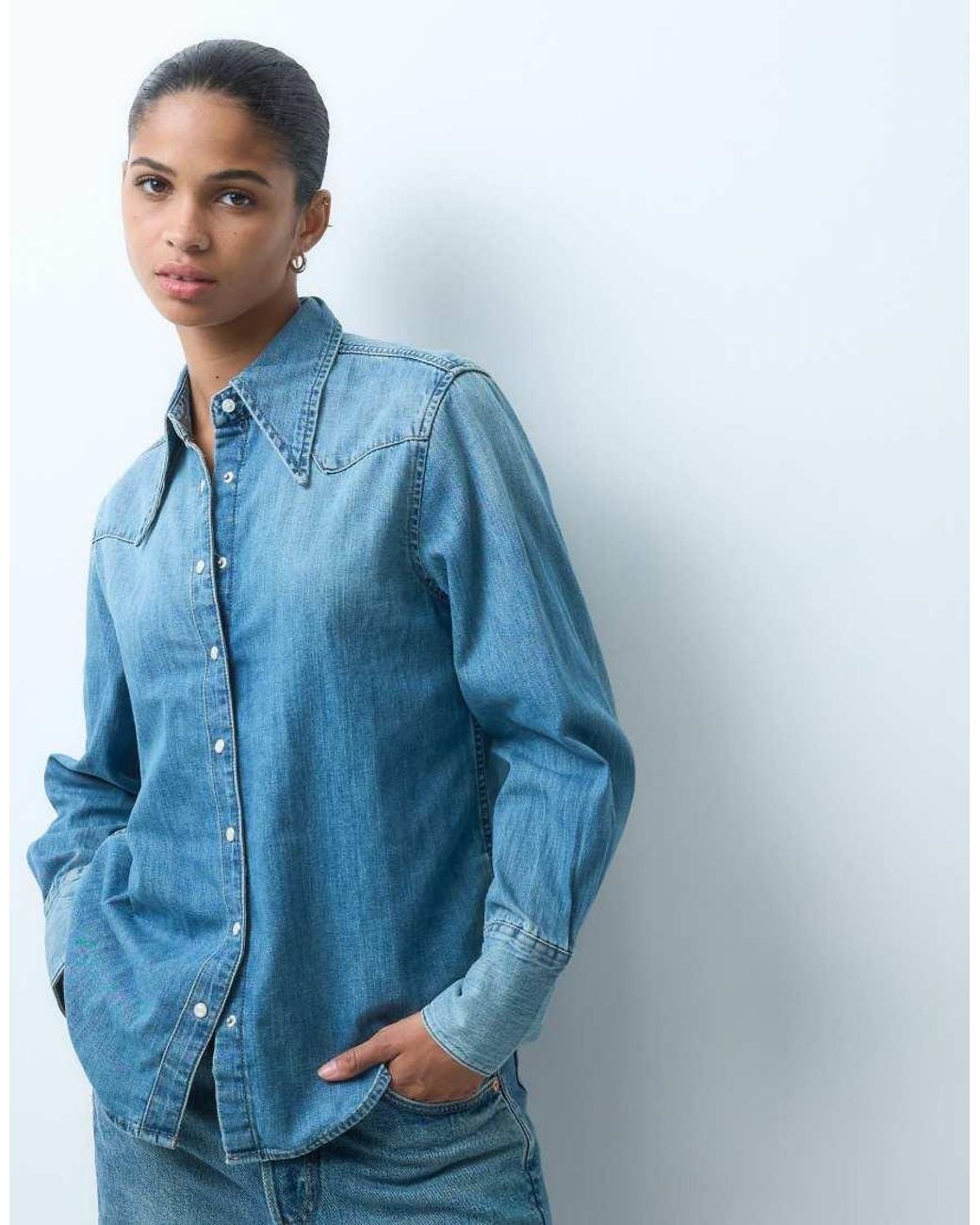 Wrangler Blue Drama Collar Shirt