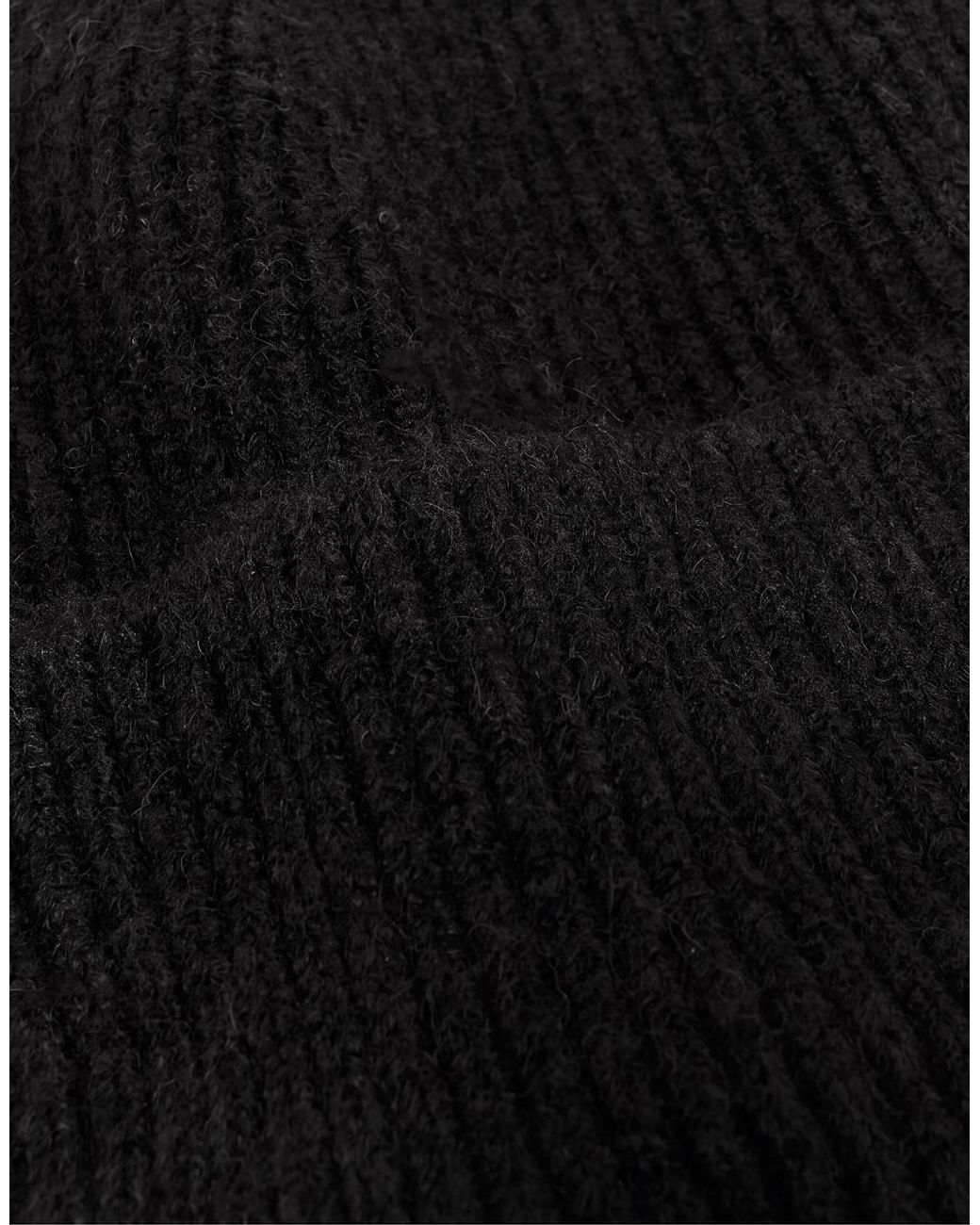 Pull&Bear Black Ribbed Knit Beanie