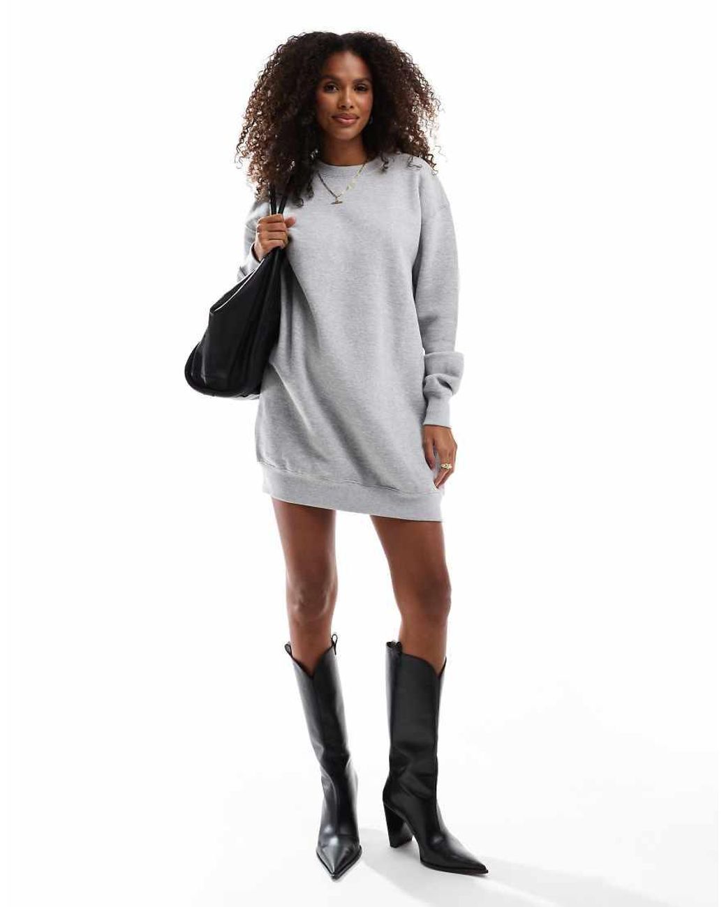 Pull Bear Oversized Sweat Dress in Grey Lyst UK