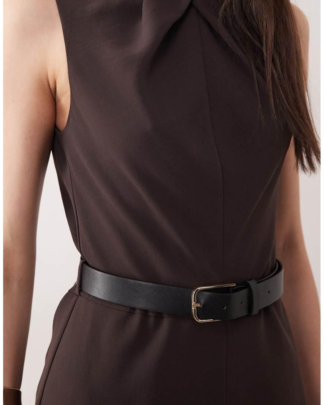 Mango Natural Sleeveless Belted Jumpsuit