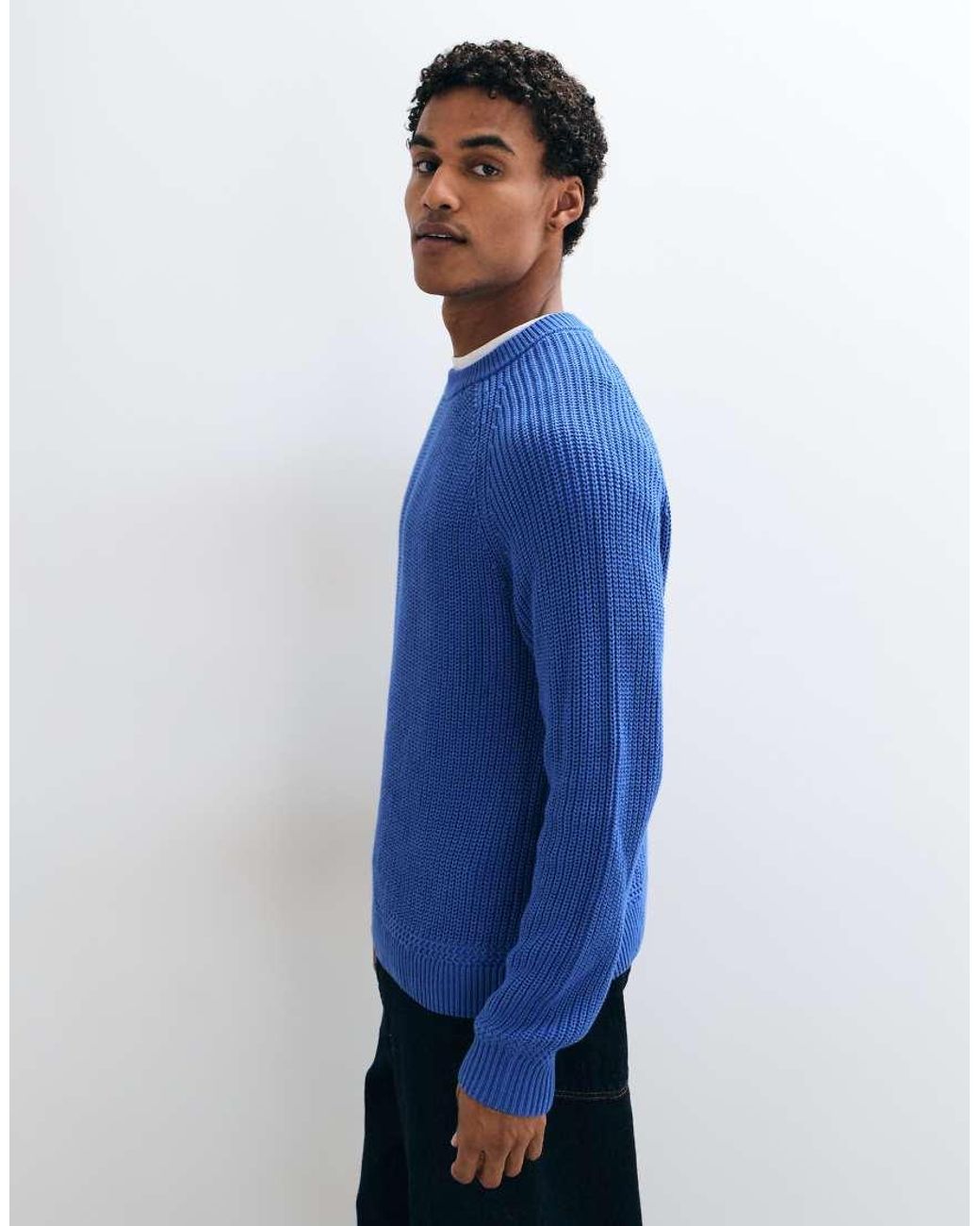 Abercrombie & Fitch Blue Cotton Crew Neck Jumper for men