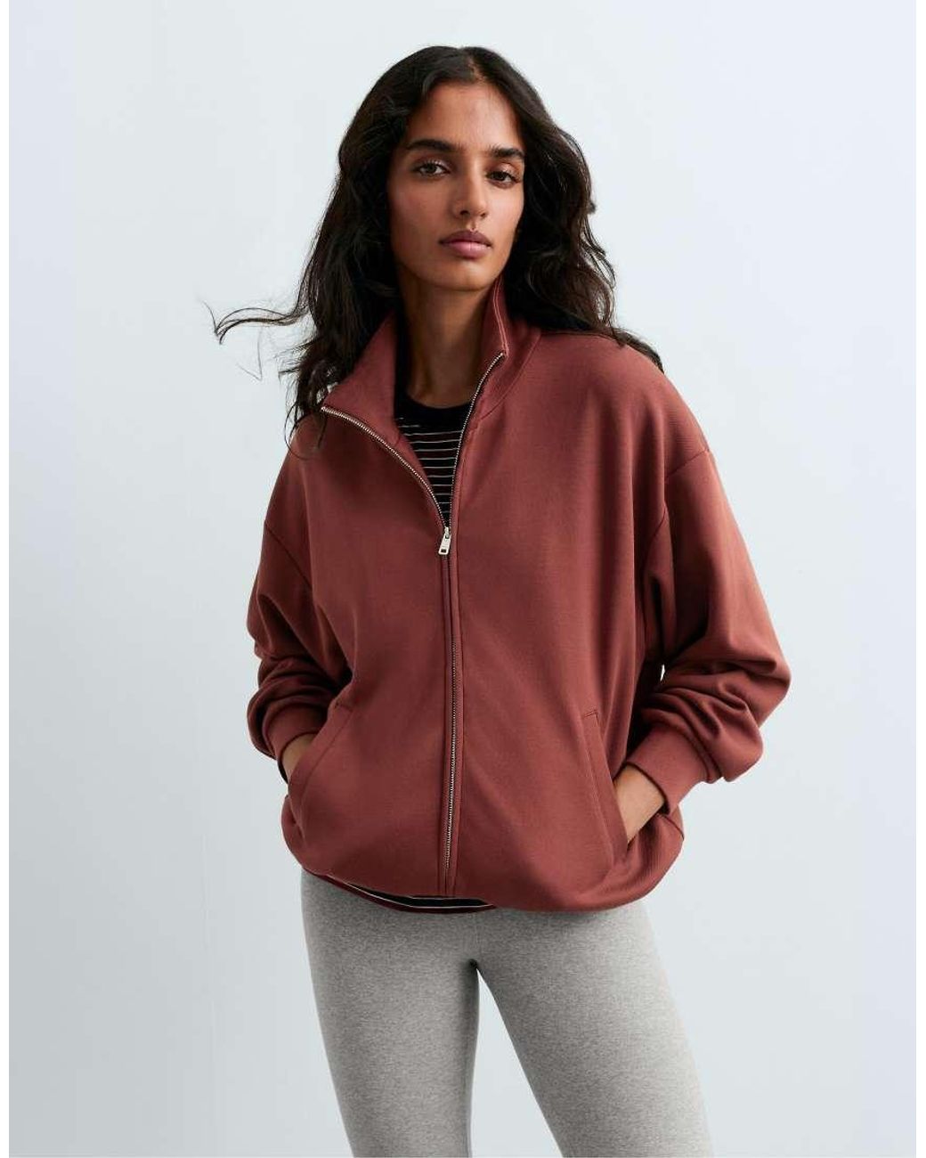 Oysho White High-neck Zip-up Jacket