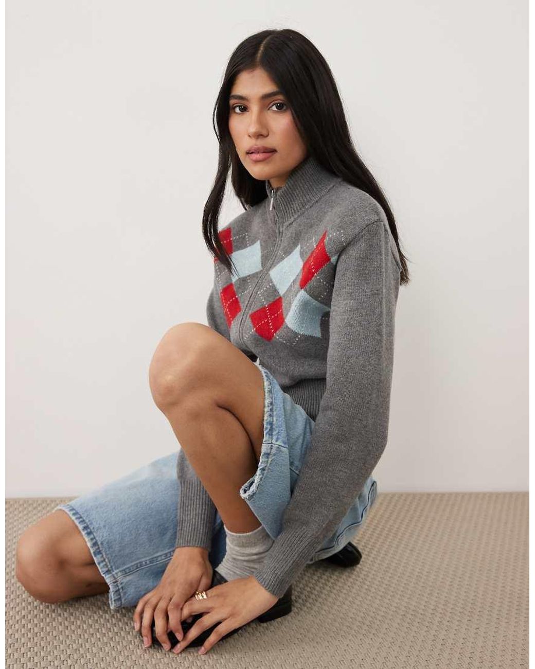 Cotton On Gray Lotus Cinched Zip Knit