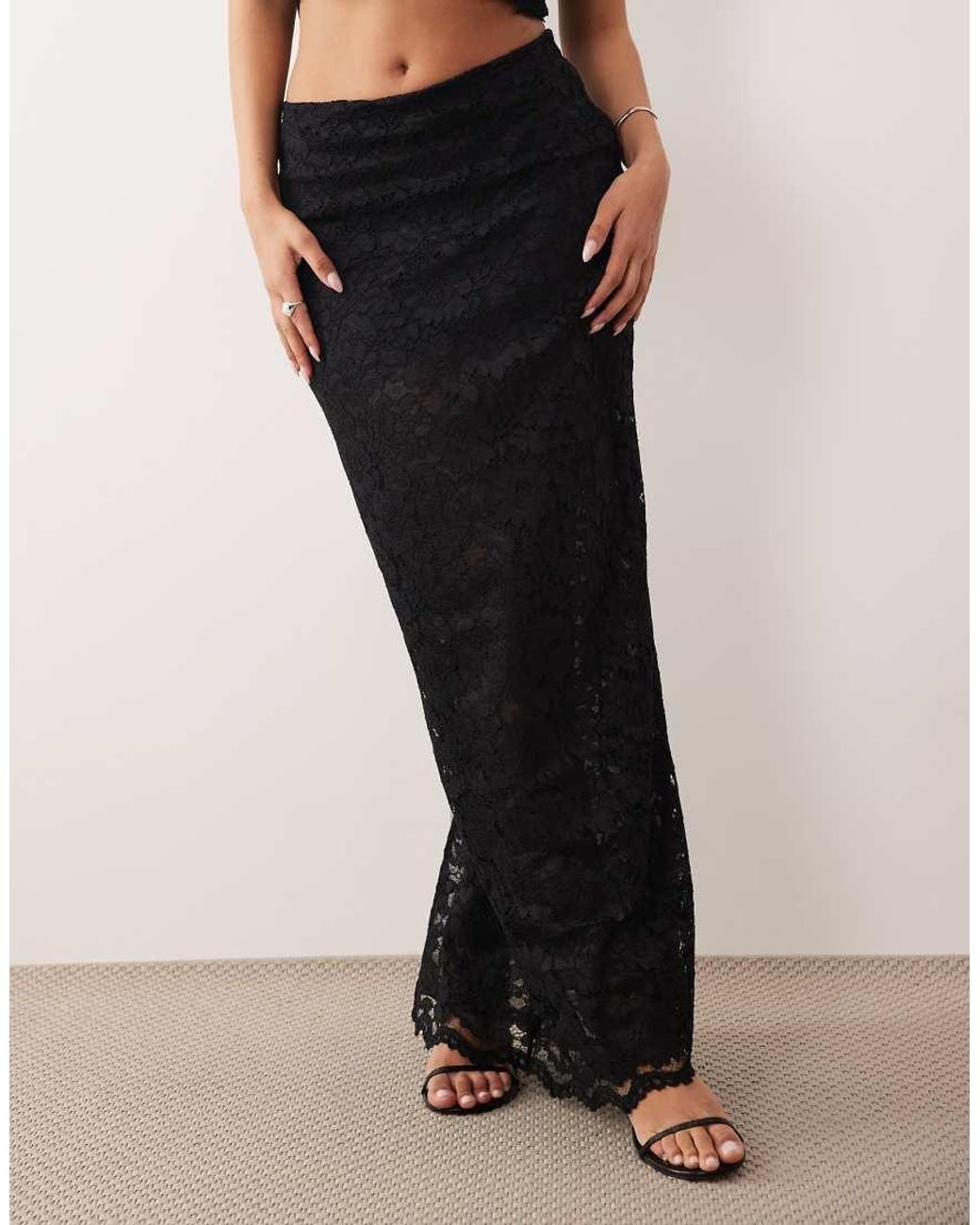 ASOS Black Lace Maxi Skirt Co-ord