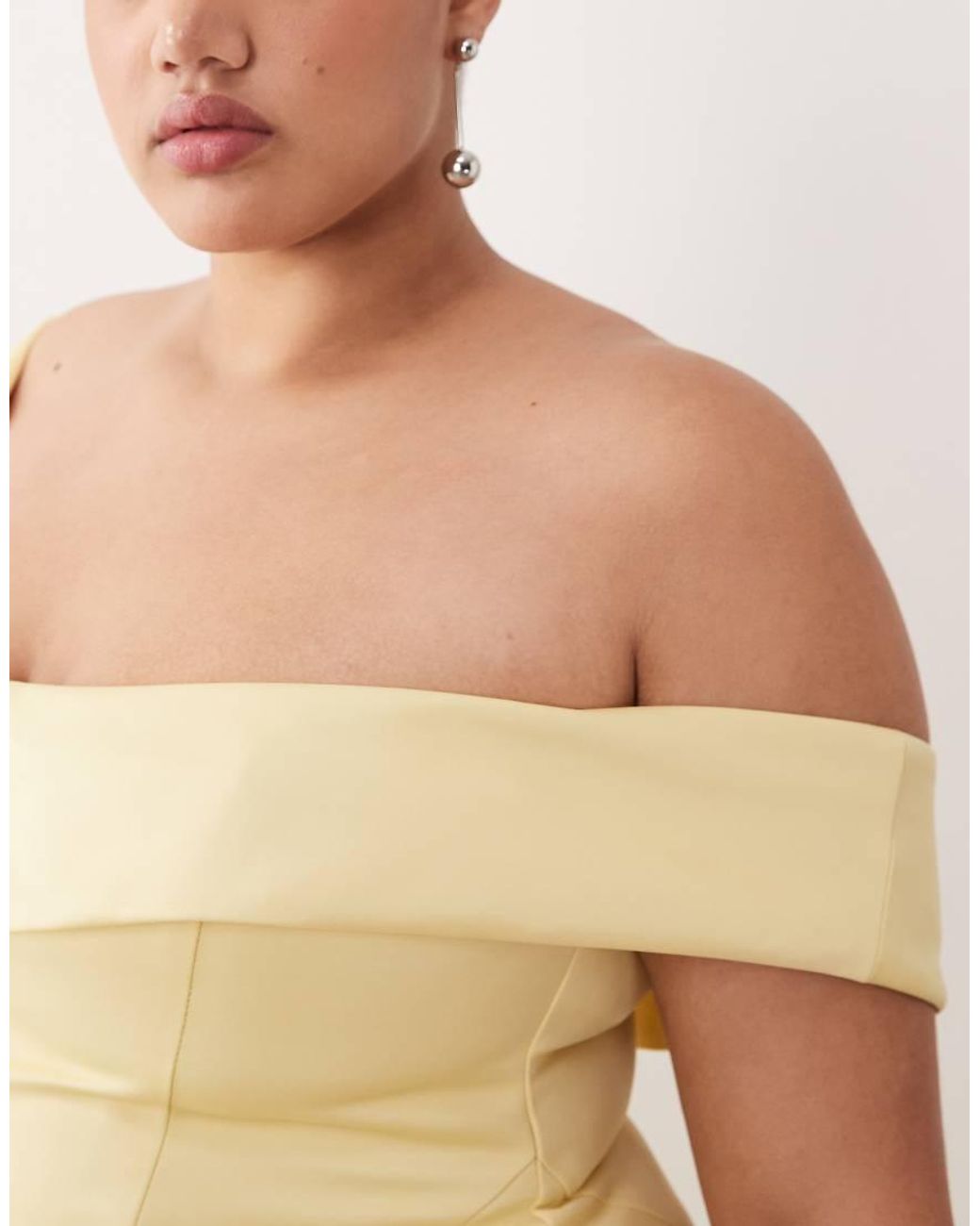 ARRANGE Natural Curve Fallen Shoulder Structured Maxi Dress With Full Skirt