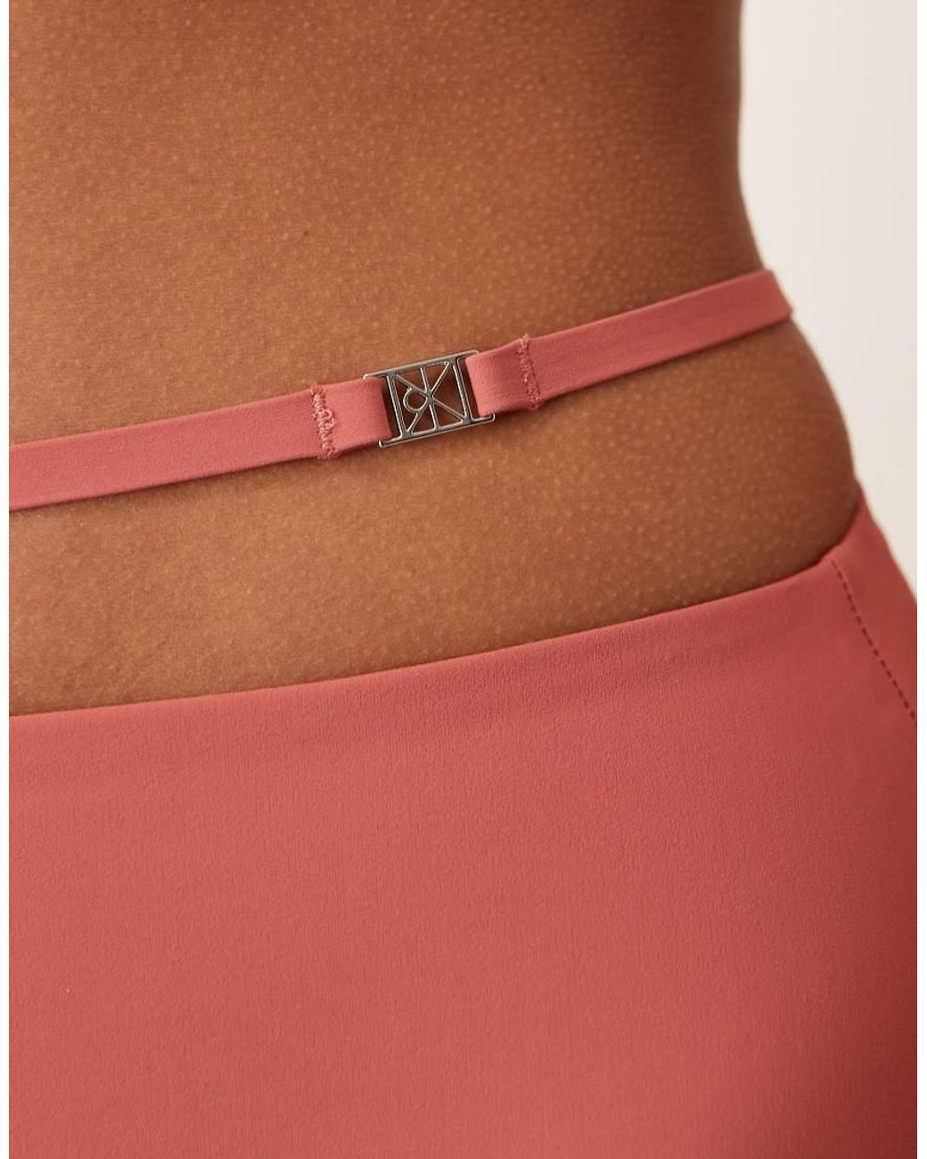 Calvin Klein Red Luxe High Waisted Belted Bikini Bottom