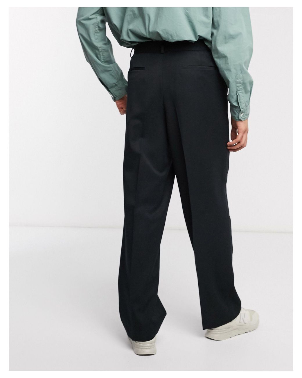 Asos Uomo Abbigliamento Pantaloni e jeans Pantaloni Pantaloni a zampa Pantaloni da smoking con fondo ampio neri con riga laterale 