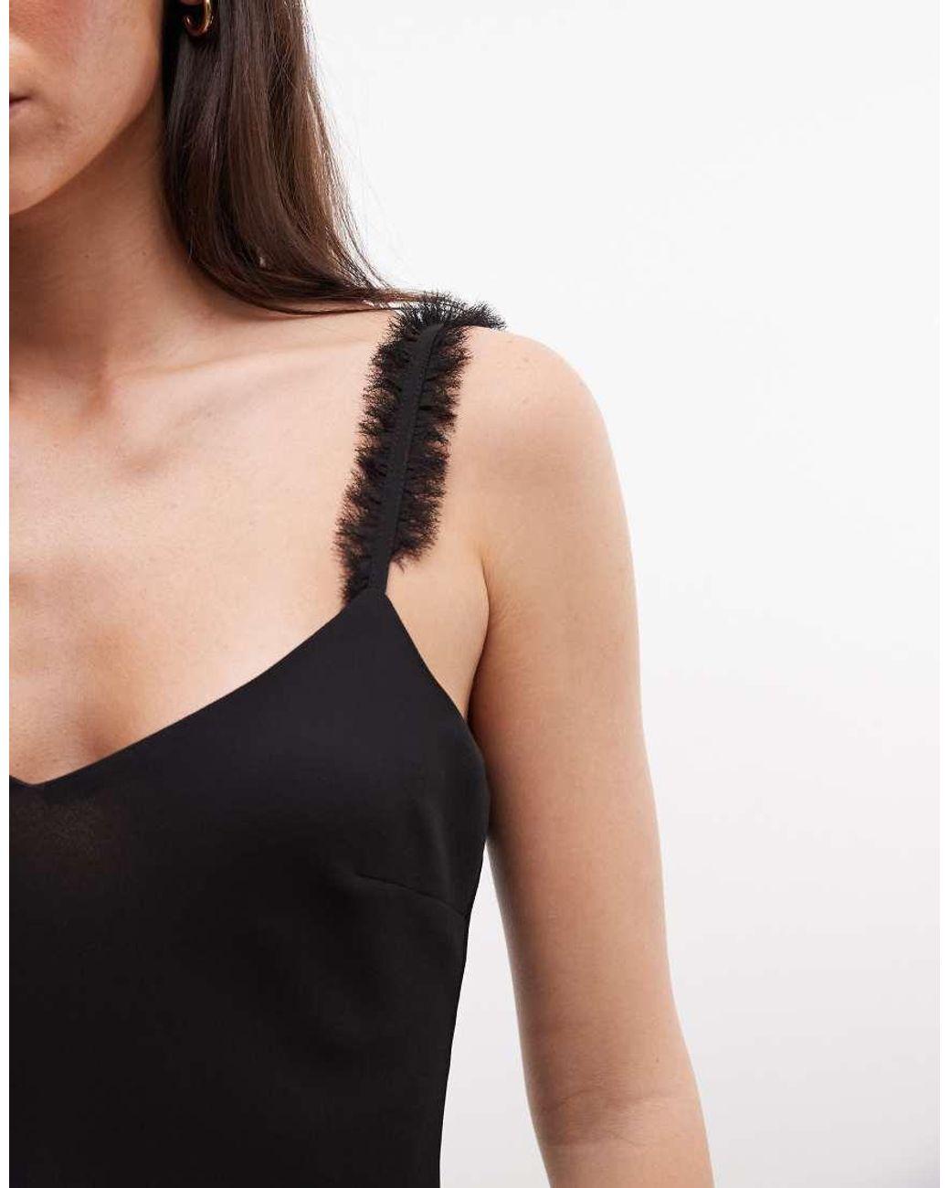 Monki Black Asymmetric Ruffle Chiffon Mini Dress