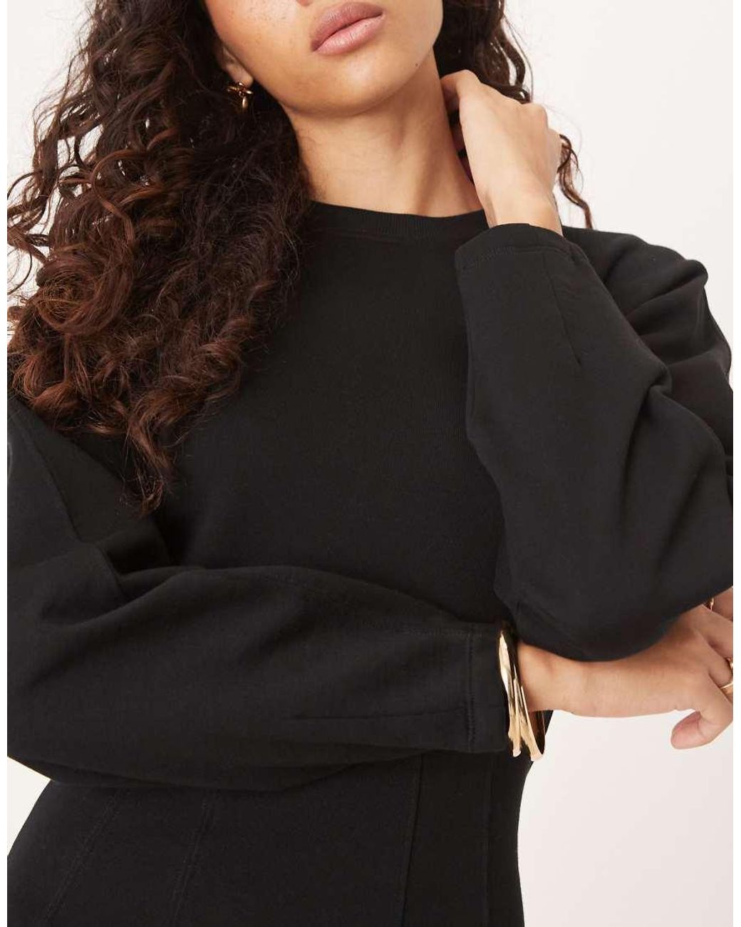 ASOS Black Seam Detail Mini Sweat Dress