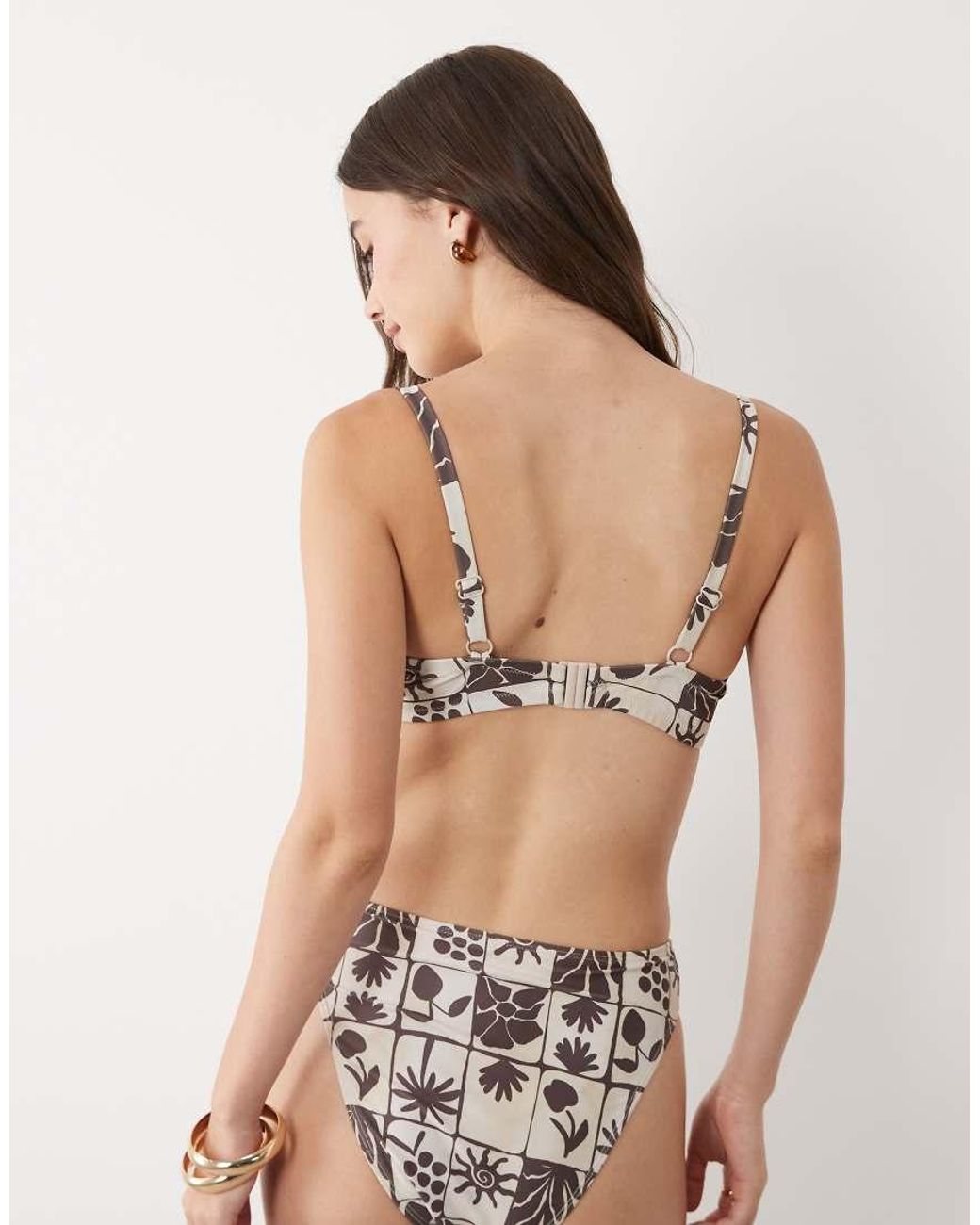 ASOS Brown Fuller Bust Lea Underwired Bikini Top With Tie Detail