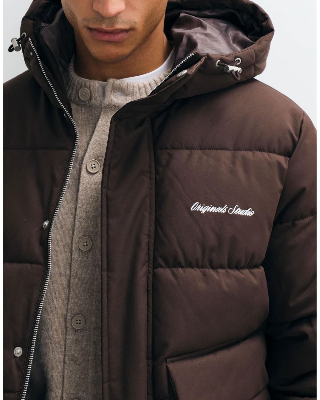 Jack & Jones Black Double Pocket Puffer Jacket for men