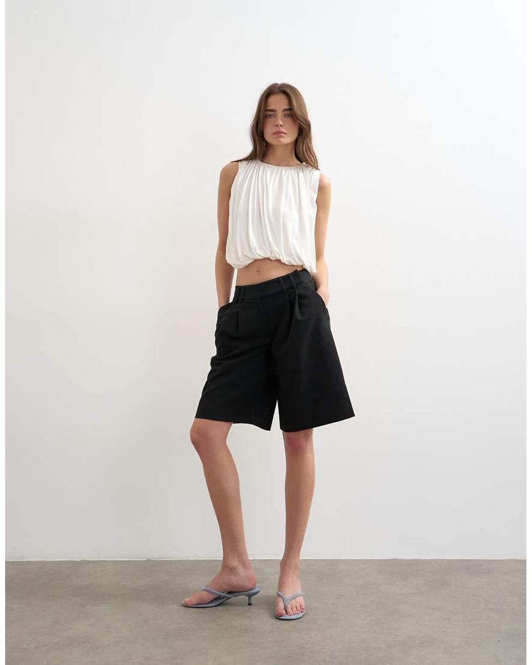 TOPSHOP Black Bubble Drape Top