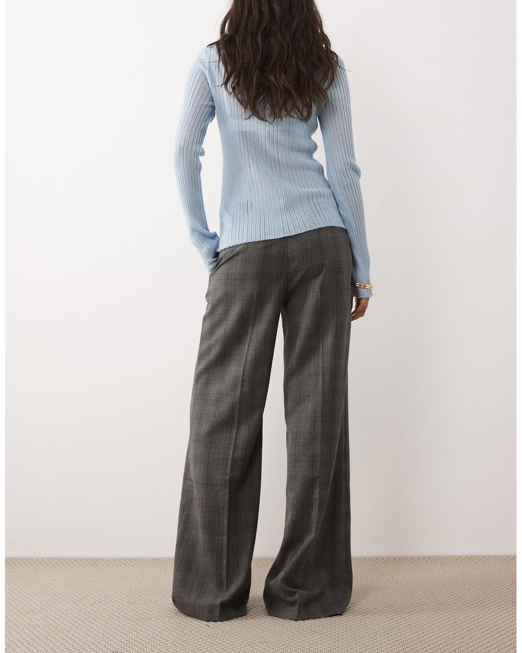 Mango Gray Tailored Flared Trouser