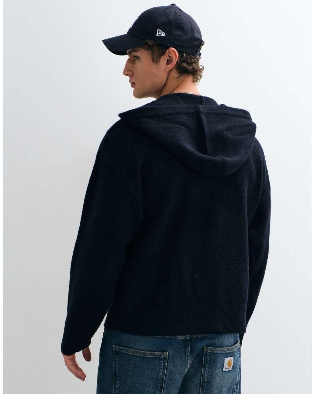 Jack & Jones Black Knit Zip Up Hoodie for men