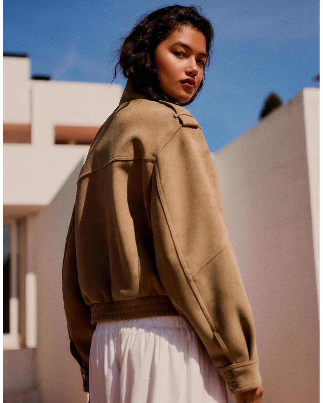Bershka Blue Faux Suede Jacket