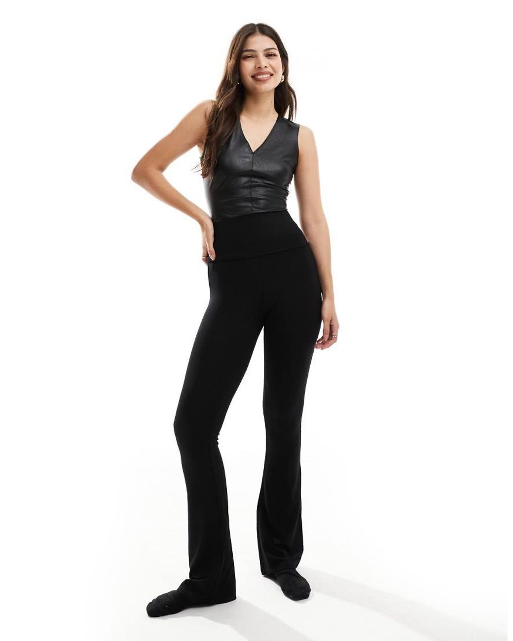 Commando Black Faux Leather Deep V Bodysuit