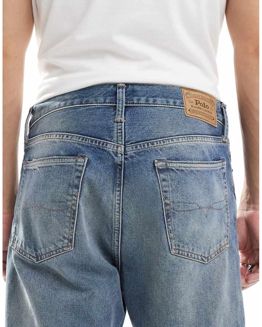 Polo Ralph Lauren Blue Heritage Straight Fit Raw Hem Jeans for men