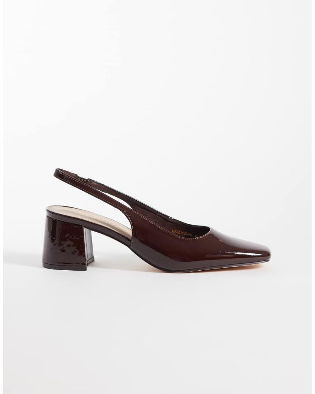 London Rebel Brown Clancy Slingback Mid Heeled Sandals