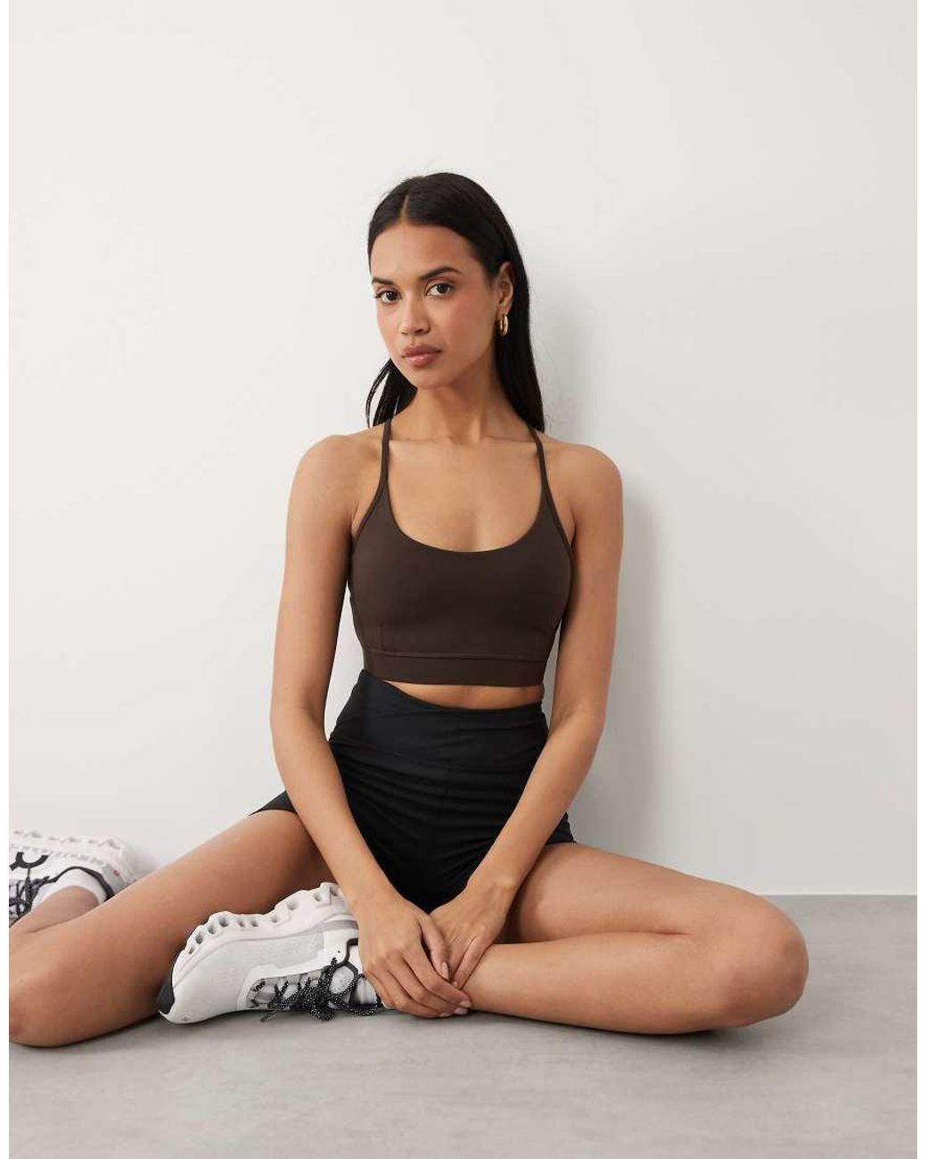 4505 Brown Icon Soft Touch Light Support Sports Bra With Adjustable Straps