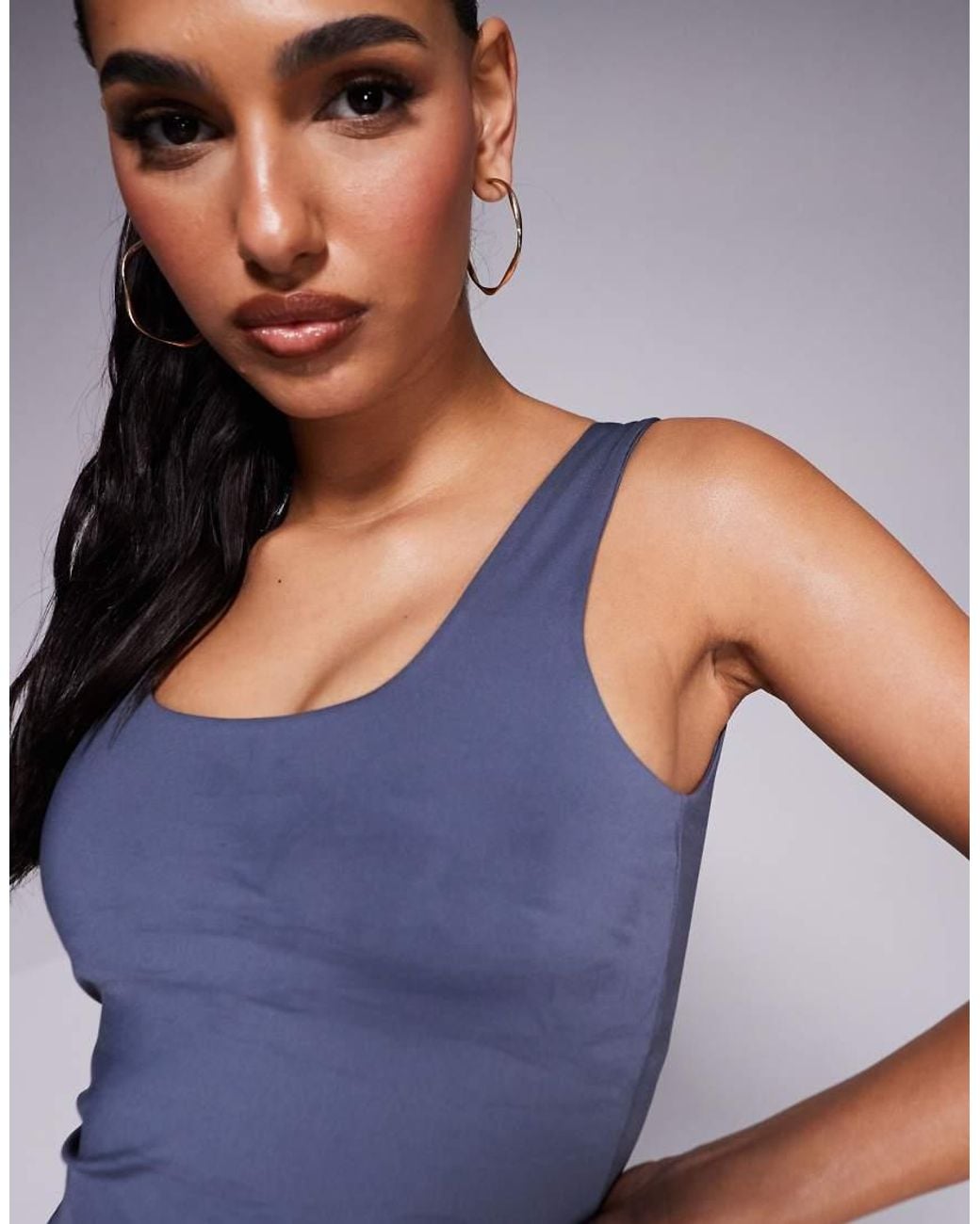 4505 Blue Square Neck Vest With Inner Bra