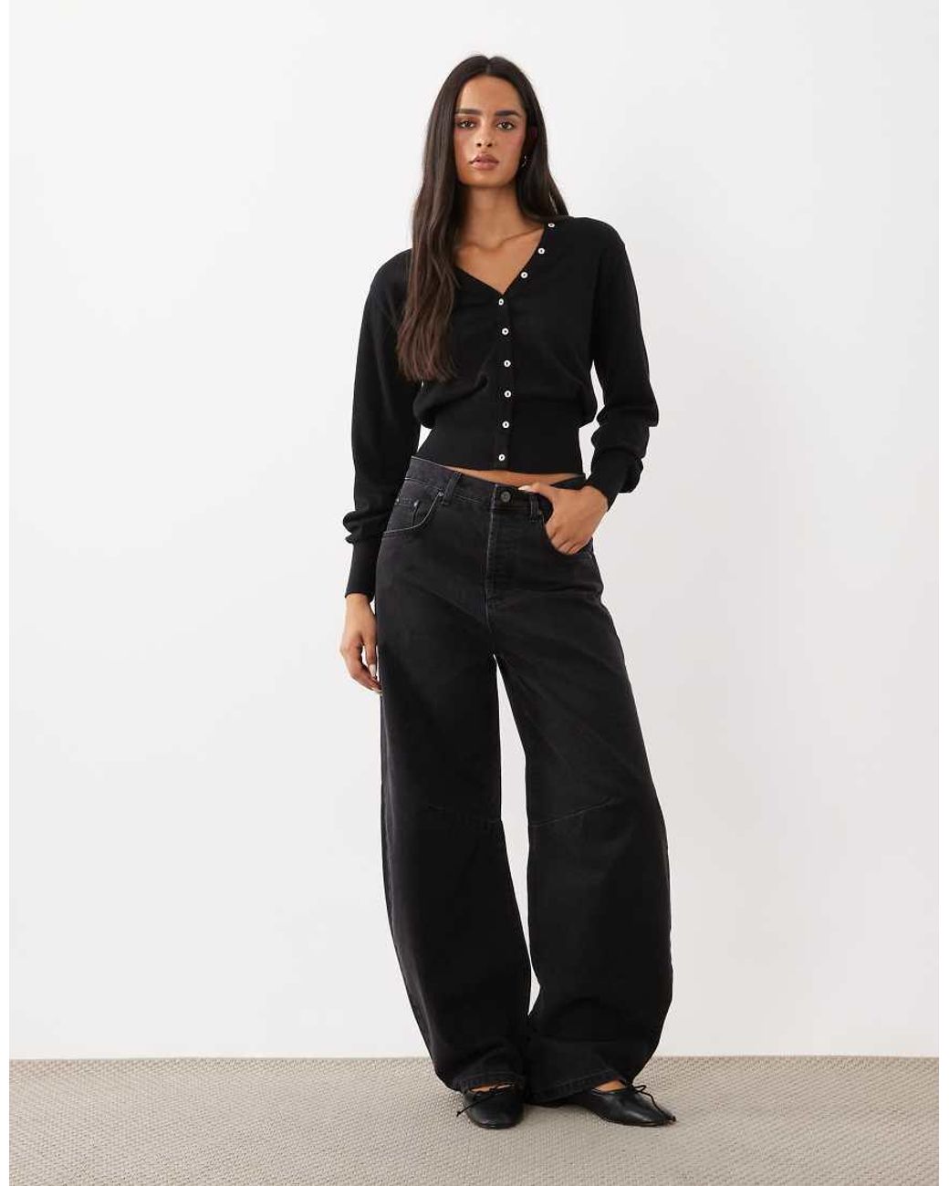 Gina Tricot Black Cinched Waist Fitted Cardigan