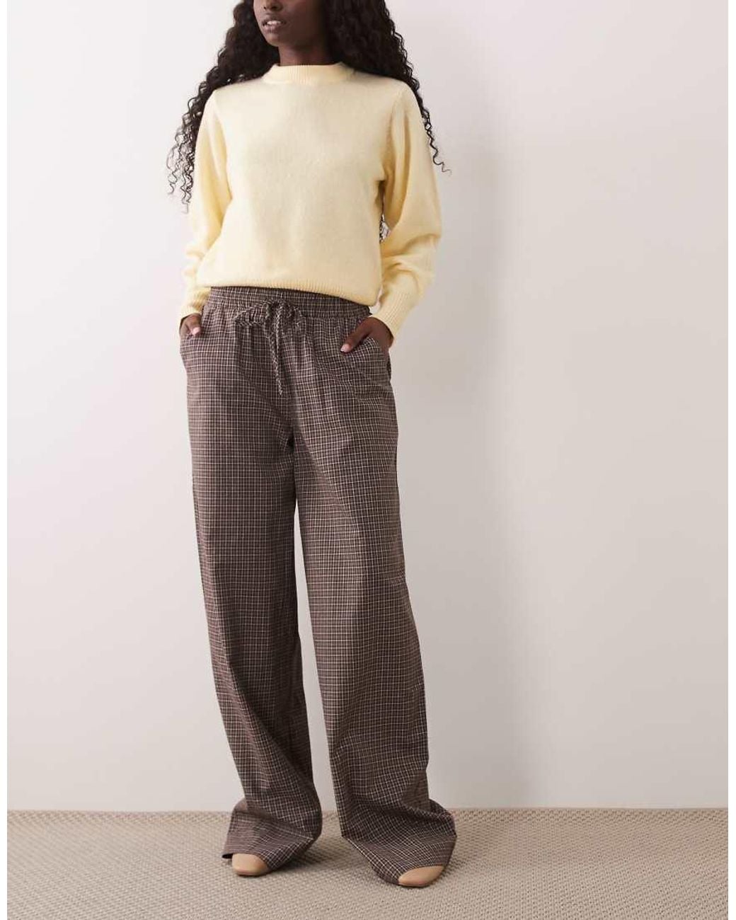 Brave Soul Brown Wide Leg Trousers With Tie Waist Detai