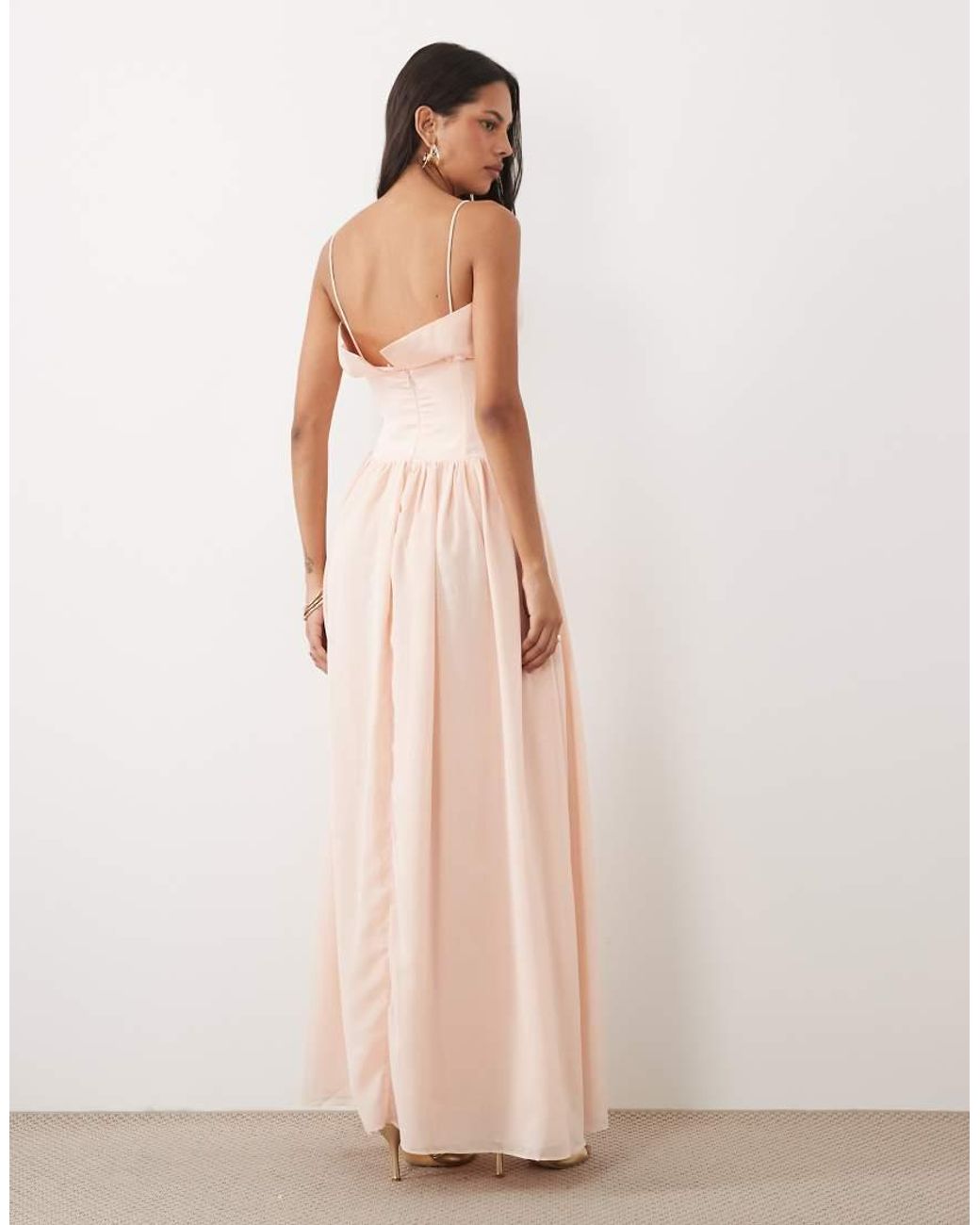 True Decadence Pink Corset Dropped Waist Maxi Dress