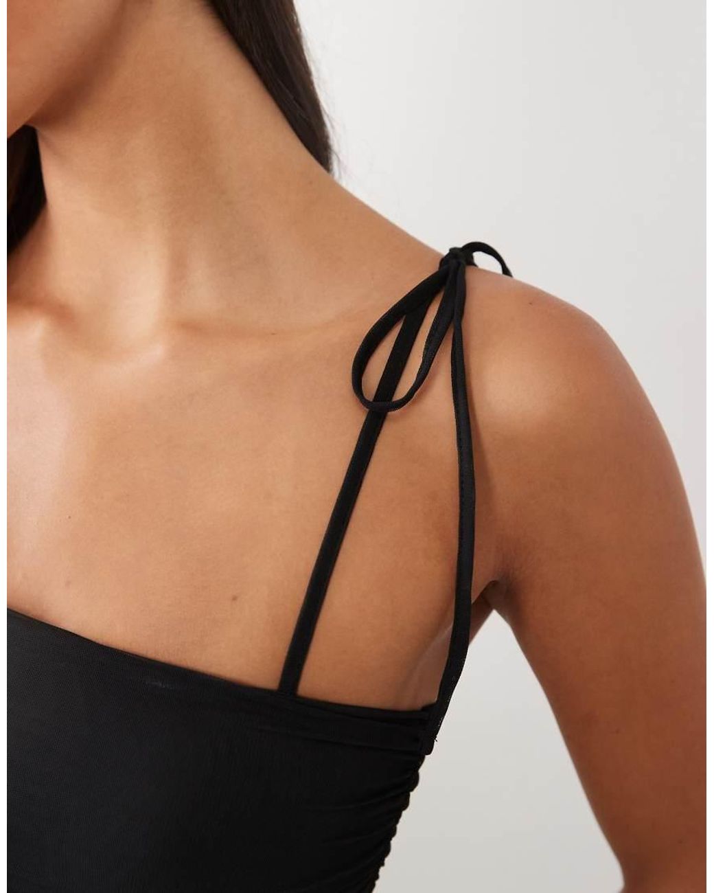 ASOS Black Tiered Mesh Midaxi Dress