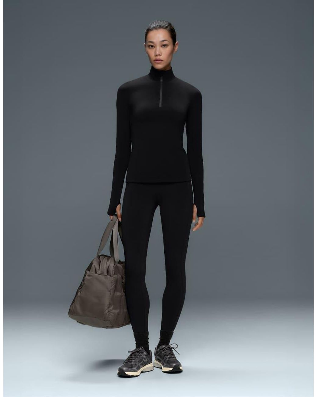 Oysho Black Half-zip Base Layer T-shirt