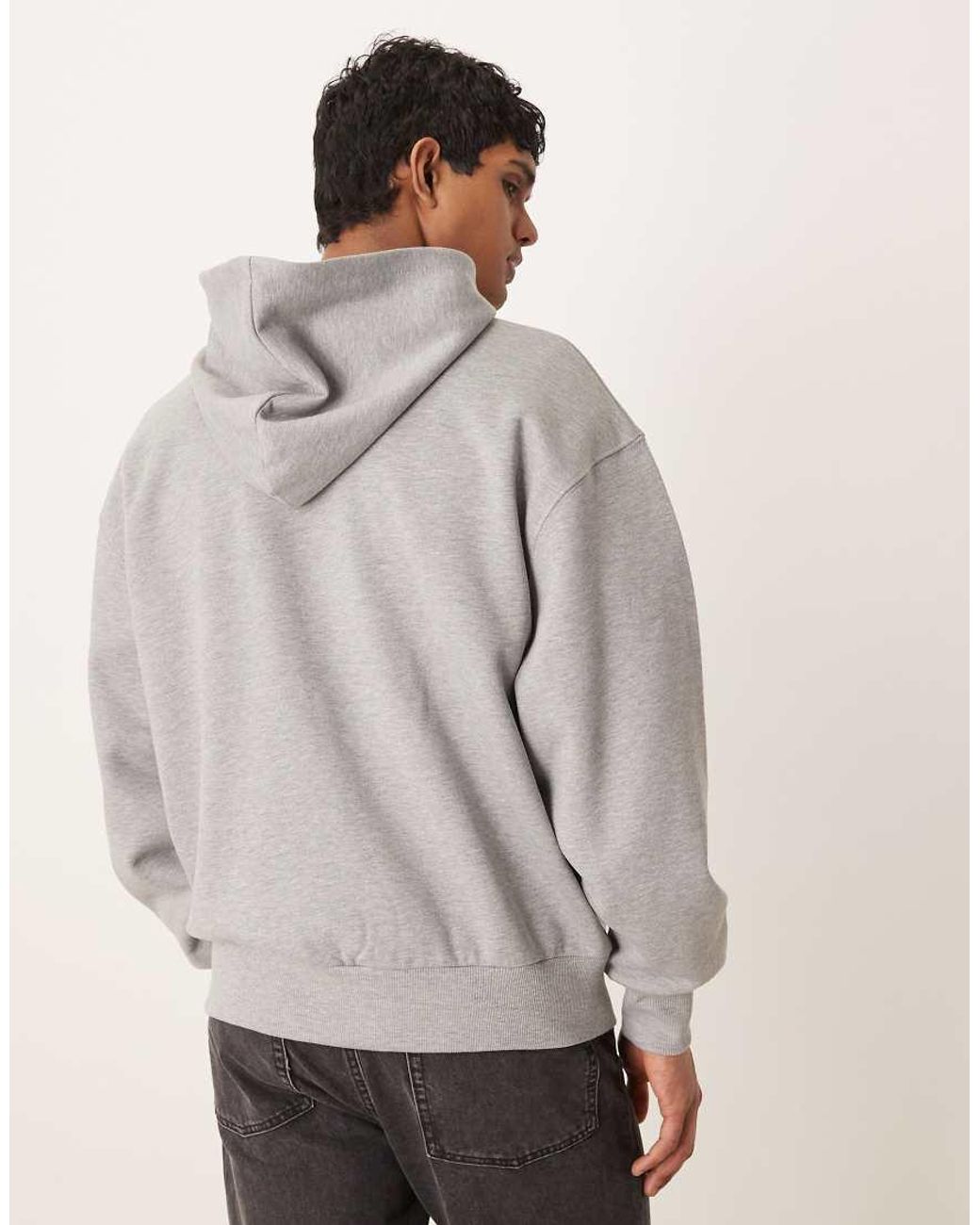 ASOS Gray Oversized Heavyweight Zip Through Hoodie for men