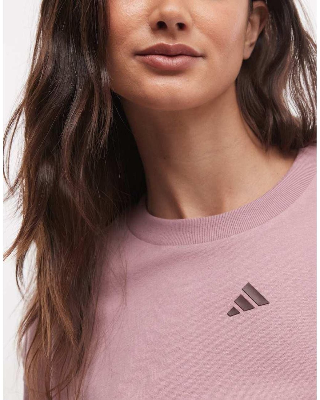 Adidas Originals Pink Adidas Training Three Stripes Studios Long Sleeve Top