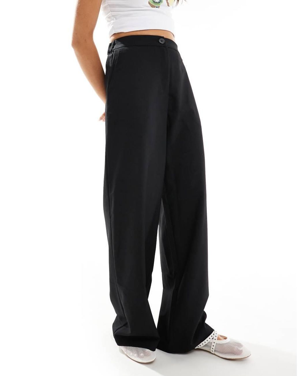 ASOS Black Tailored Relaxed Straight Leg Trousers