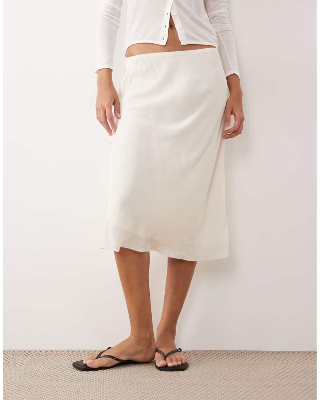 ARKET Natural Satin Midi Skirt