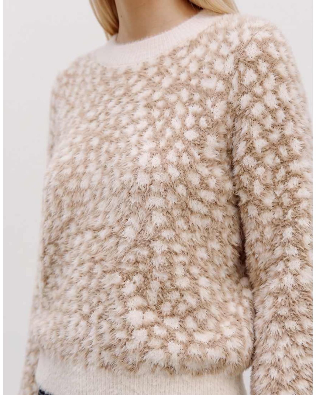 Vero Moda Natural Deer Print Soft Fluffy Knitted Jumper